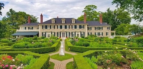 Backside and garden of the Hildene Estate in  Manchester, Vermont