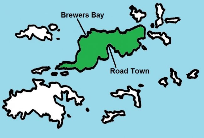 Map of Tortola, BVI