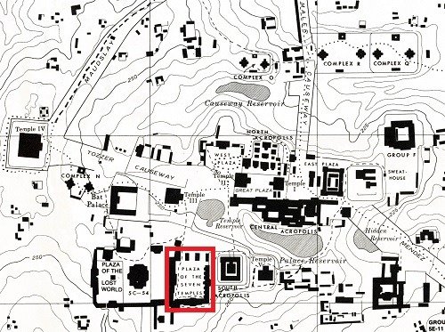 map of PLAZA OF THE SEVEN TEMPLES in Tikal