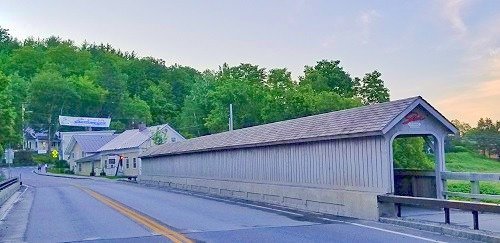 Covered Giles W. Dewey Memorial Bridge in Stowe, Vermont