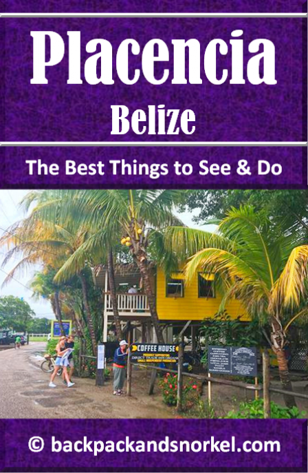 Belize & Tikal Travel Guide by Backpack & Snorkel showing a restaurant in downtown Placencia, Belize