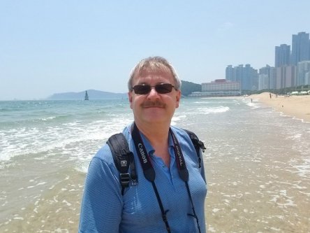 Rudy at Haeundae Beach in Busan, South Korea