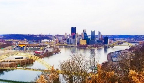 view on Pittsburgh's Golden Triangle from WEST END OVERLOOK PARK