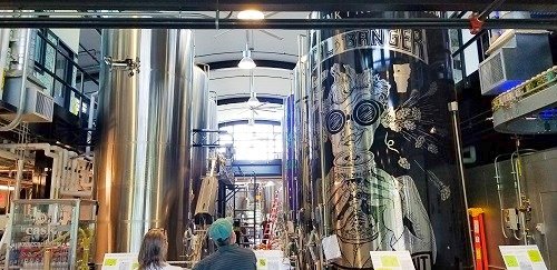 Interior of the Alchemist Brewery building in Stowe, Vermont