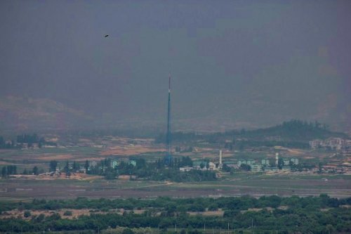 North Korea's Propaganda Village with the Panmunjom flagpole
