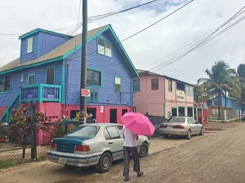 Walking on the Main road in Placencia, Belize