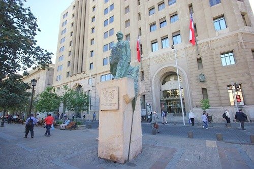 President Allende's Monument in front of Palacio de la Moneda in Santiago de Chile, Chile