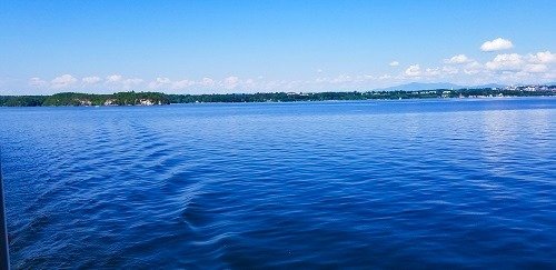 View from the Lake Champlain Cruise ship Spirit of Ethan Allen III at the Waterfront in Burlington, Vermont