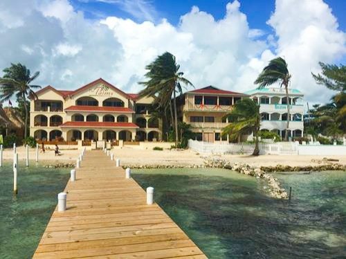 Boat dock with hotel in San Pedro in Ambergris Caye, Belize