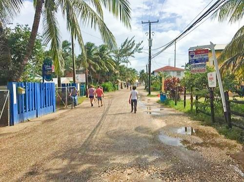 Main road in Placencia, Belize
