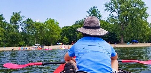 Kayaking on Lake Champlain from North Beach Park in Burlington, Vermont