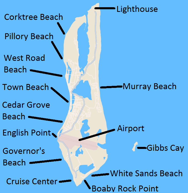 Map of Grand Turk showing all the beaches and attractions of Grand Turk