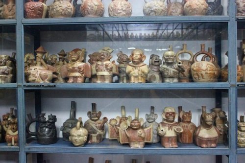Artifacts exhibited at Museo Arquelogico Rafael Larco in Lima, Peru