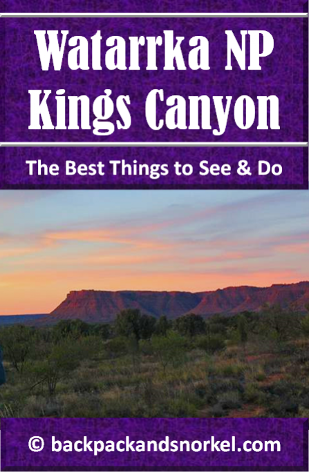 Australia Travel Guide by Backpack & Snorkel showing Kings Canyon at sunset, Australia