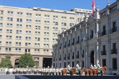 Change of Guards at Palacio de la Moneda in Santiago de Chile, Chile