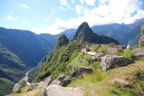 View of the Machu Picchu historic site in Peru