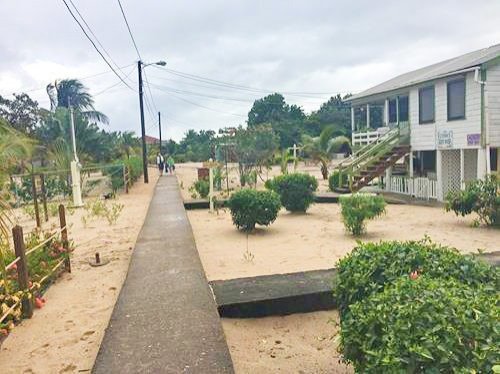 Walkways behind houses in Placencia, Belize