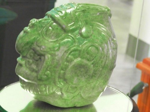 Jade head that was found at Altun Ha in Belize