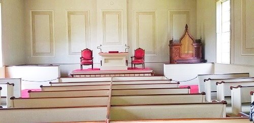 Interior of a church at the Shelburne Museum in Shelburne, Vermont