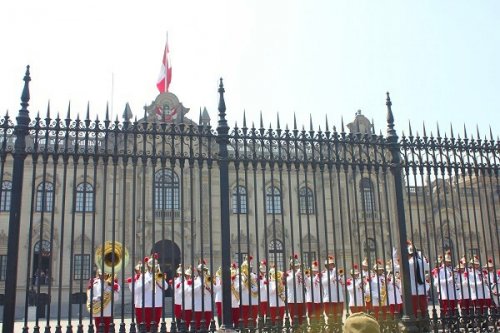 Plaza de Armas with Change of Guards at the Palacio del Gobierno in Lima, Peru