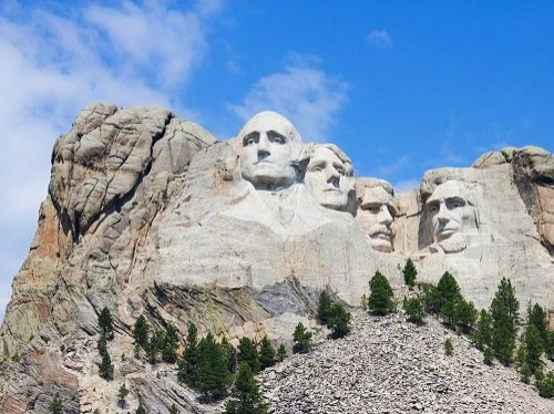 President faces on Mount Rushmore in Keystone, SD