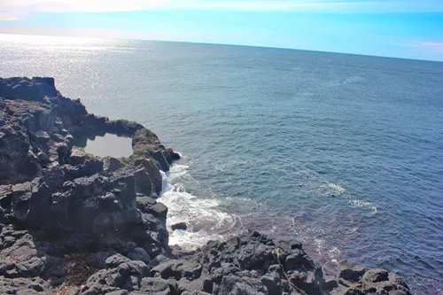 Brimketill lava rock pool in the Reykjanes Peninsula of Iceland