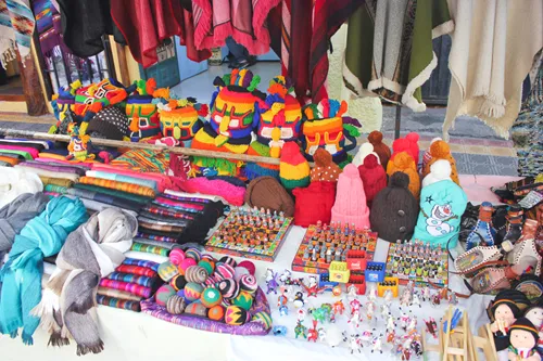 Vendors at the Otavalo Market outside Quito in Ecuador