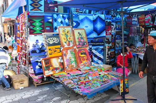 Vendors at the Otavalo Market outside Quito in Ecuador