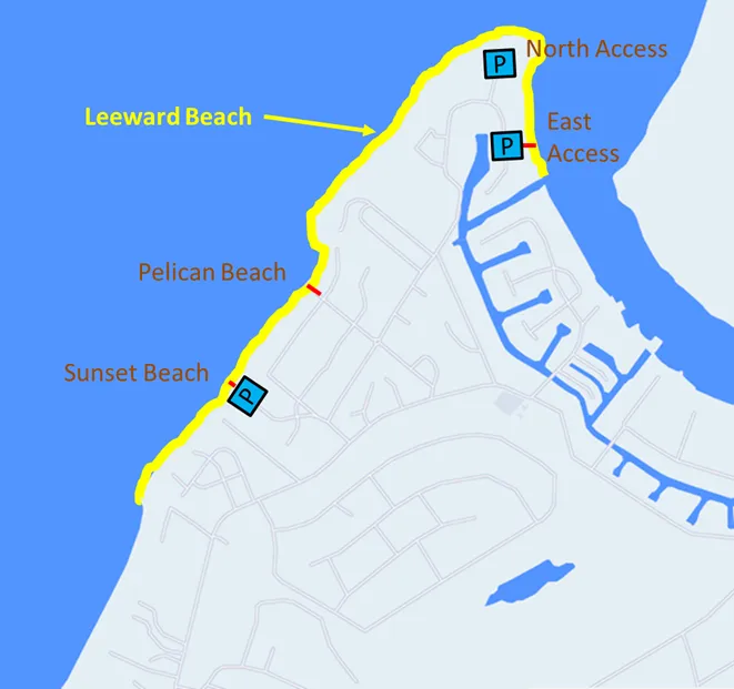 Map of the Leeward Beach area in Providenciales, Turks and Caicos Islands