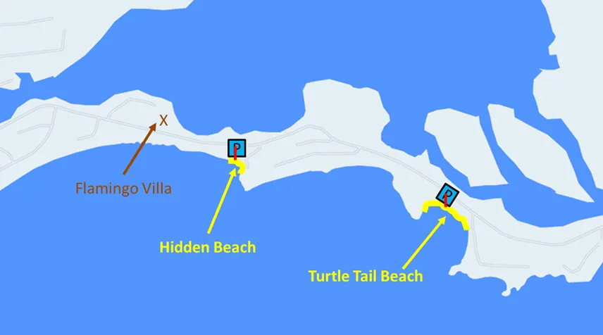 Map of the Turtle Tail area in Providenciales, Turks and Caicos Islands