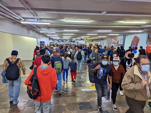 Mexico City Metro during rush hour