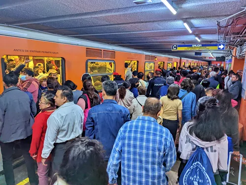 Mexico City Metro during rush hour