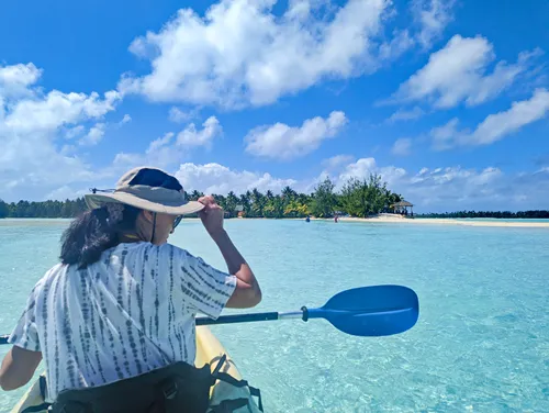 Kayaking in the Aitutaki Lagoon in Aitutaki in the Cook Islands