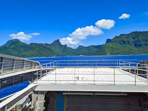 Moorea seen from the ferry from Tahiti in French Polynesia