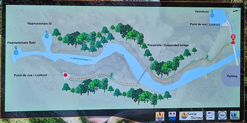 Map of the Faarumai Three Waterfalls (Cascades de Faarumai) in Tahiti in French Polynesia