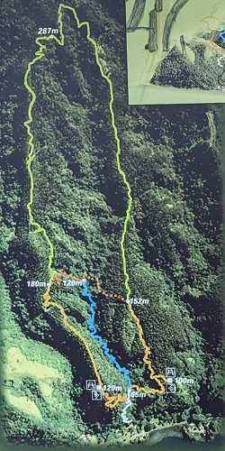 Map of Vaipahi Gardens (Bain de Vaima) in Tahiti in French Polynesia