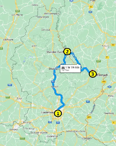 Map of the Day 3 of the Self-Guided Tour of Luxembourg 