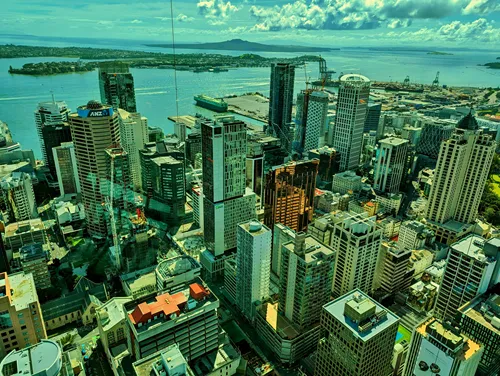 view from Sky Tower in Auckland in New Zealand