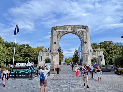 Bridge of Remembrance with Stone Arch in Christchurch in New Zealand