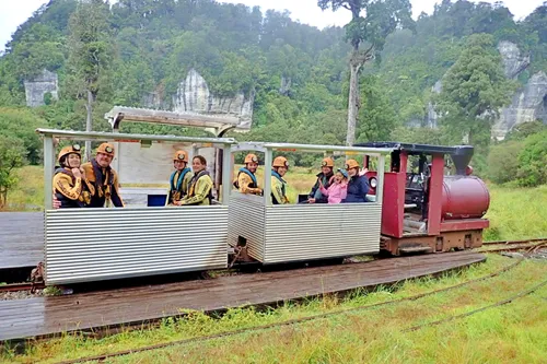 Nile River Train ride to the Charleston GlowWorm Cave rafting Adventure in New Zealand