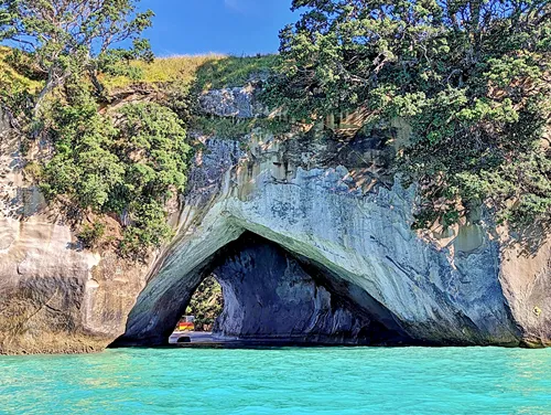 Iconic Cathedral Cove near Hahei in New Zealand