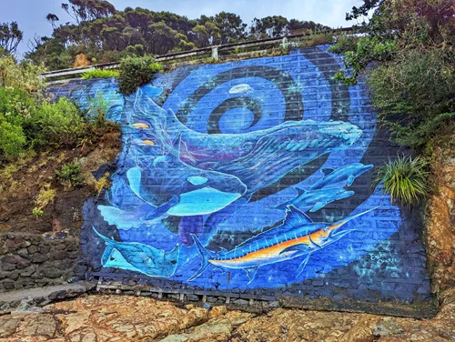 Mural at Paihia Beach in New Zealand