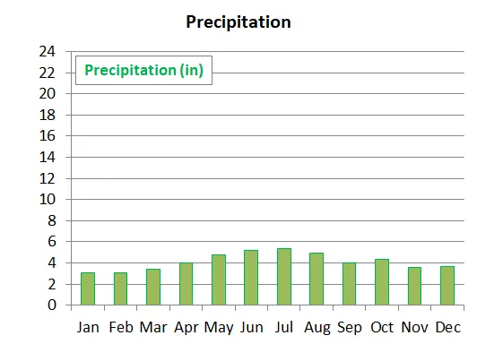 Average monthly precipitation in Wellington in New Zealand