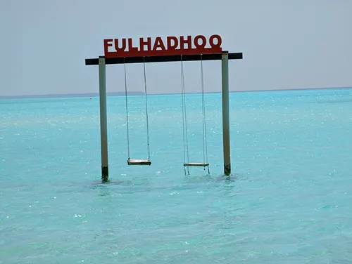 Water Swing at Locals Beach in Fulhadhoo in the Maldives