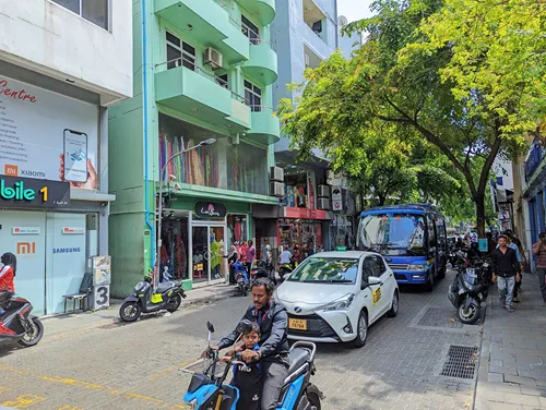 Majeedhee Magu Road in Male in the Maldives