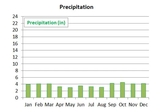 average precipitation by month in Bonavista in Newfoundland 