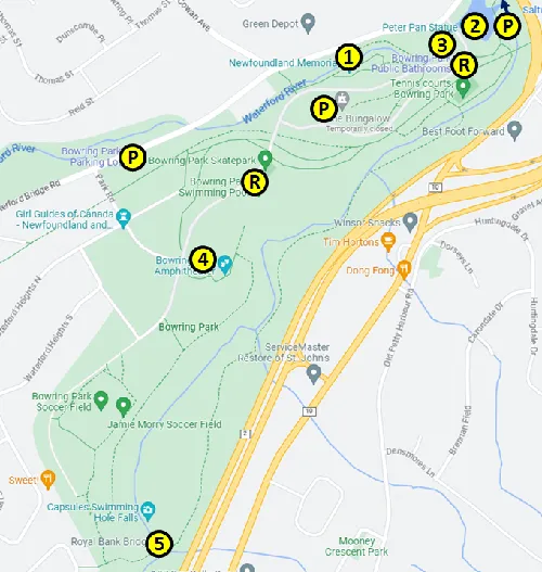 map of Bowring Park in Newfoundland 