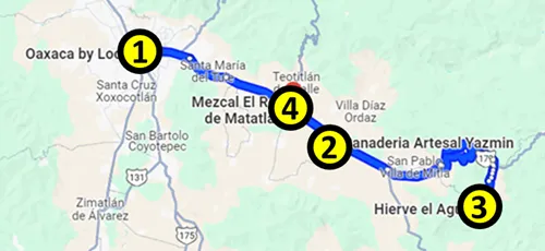 Map of Discovering Hierve El Agua and a Mezcal producer in Oaxaca