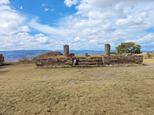 Temple of Two Columns in Monte Alban in Oaxaca