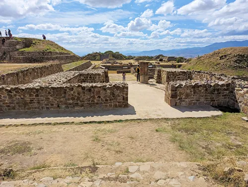 Temple of Two Columns in Monte Alban in Oaxaca